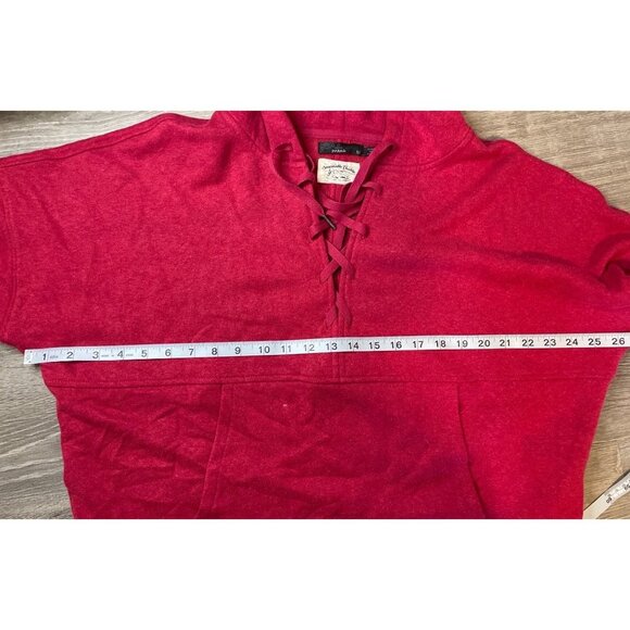 Prana Red Hooded Cropped Lace Up Pullover Sz M - Picture 7 of 11